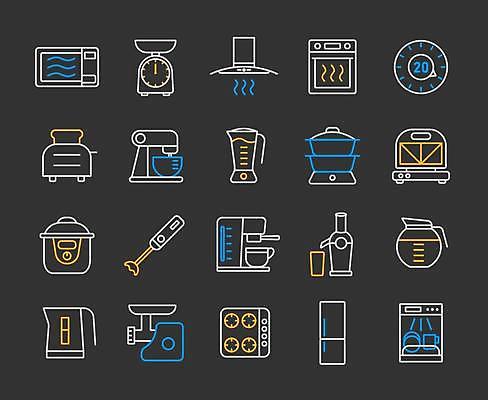 EPS 해외이미지 일러스트 사람없음 세트 전자레인지 오븐 냄비 커피포트 믹서 버너 거품기 냉장고 분쇄기 타이머 환풍기 식기세척기 주방저울 토스트기 핸드드립 사운드믹서 해외일러스트 음향기기 주전자 주방용품 저울 장비 가전제품 레인지 솥 커피용품 파일형식 벡터 이미지허브