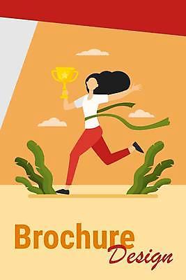 EPS 해외이미지 디자인 여자 일러스트 한명 들기 성인 타이포그라피 달리기 손들기 주황색 트로피 홍보물 결승선 성인여자한명만 해외일러스트 문자 1 컬러 모션 사람 상_우승 여자한명만 성인여자만 파일형식 벡터 이미지허브