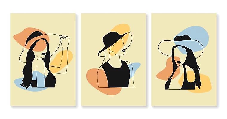 EPS 해외이미지 손 디자인 여자 얼굴 선 일러스트 추상 미술 사람 세트 머리 우아함 스케치 수집 라인아트 아바타 스타일 해외일러스트 컨셉 무늬 문화예술 신체부위 파일형식 벡터 이미지허브