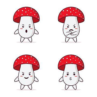 EPS 해외이미지 캐릭터 행복 감정 얼굴 음식 채소 일러스트 자연 세트 컬러풀 버섯 분노 표현 독약 만화 수집 해외일러스트 일러캐릭터 컬러 신체부위 생태계 파일형식 벡터 이미지허브