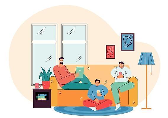 EPS 해외이미지 전신 응시 여자 남자 화분 액자 일러스트 창문 휴식 들기 앉기 성인 세명 스마트폰 소파 태블릿 카펫 스탠드 소셜네트워크 성인만 해외일러스트 시선 컨셉 의자 모션 조명 사람 전자제품 핸드폰 스마트기기 파일형식 벡터 이미지허브