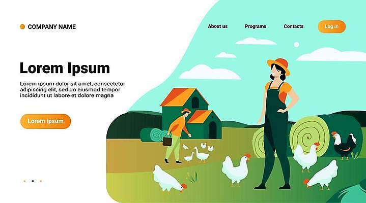 EPS 해외이미지 전신 여자 남자 여러마리 일러스트 주택 오리 서기 성인 두명 초록색 농장 농사 가축 닭 농부 얼굴없음 성인만 해외일러스트 동물 직업 컬러 다수 농업 모션 조류 사람 건물 파일형식 벡터 이미지허브