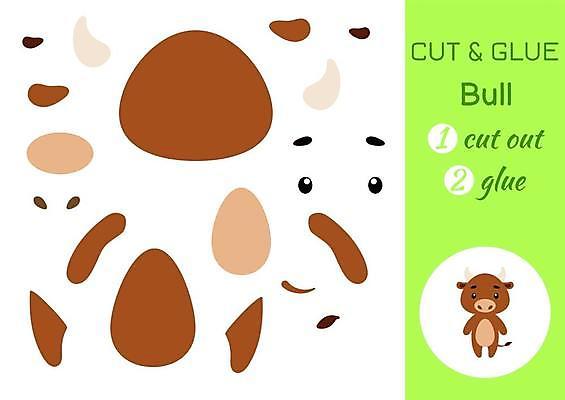 EPS 해외이미지 어린이교육 종이 조각 동물캐릭터 일러스트 놀이 사람없음 소 페이퍼아트 자르기 학습지 붙이기 해외일러스트 일러캐릭터 동물 캐릭터 교육 포유류 모션 교재 파일형식 벡터 이미지허브