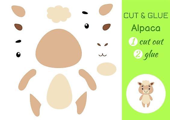 EPS 해외이미지 어린이교육 종이 조각 동물캐릭터 일러스트 포유류 놀이 사람없음 페이퍼아트 자르기 학습지 붙이기 알파카 해외일러스트 일러캐릭터 동물 캐릭터 교육 모션 교재 파일형식 벡터 이미지허브