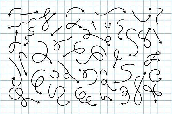 EPS 해외이미지 손 종이 선 일러스트 화살 책 세트 펜 사각형 공책 흰색 스케치 방향 라인아트 그림 정사각형 손그림 방법 해외일러스트 도형 컬러 문구용품 미술 신체부위 필기구 파일형식 벡터 이미지허브