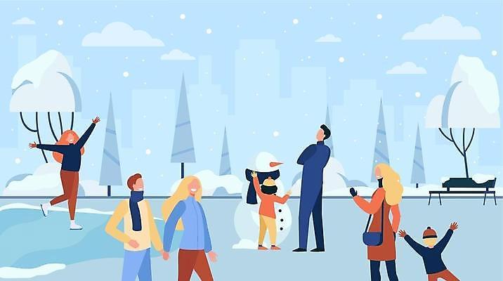 EPS 해외이미지 여자 남자 어린이 겨울 벤치 일러스트 눈사람 소년 여러명 성인 라이프 걷기 손잡기 목도리 피겨스케이팅 빙판 해외일러스트 피겨화 잡화 계절 다수 신발 의자 모션 사람 생활 스케이팅 파일형식 벡터 이미지허브