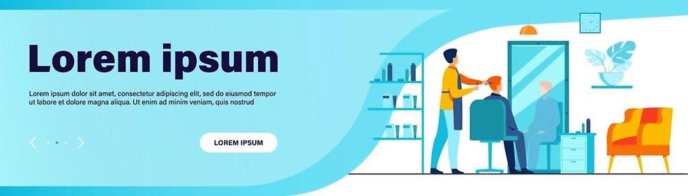 EPS 해외이미지 헤어스타일 배너 남자 의자 일러스트 서기 사람 앉기 성인 두명 세트 거울 미용실 미용사 이발 고객 이발사 성인남자만 해외일러스트 직업 가구 모션 뷰티샵 남자만 성인만 파일형식 벡터 이미지허브