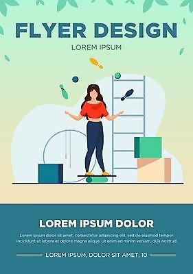 EPS 해외이미지 전신 디자인 여자 일러스트 사다리 한명 서기 성인 타이포그라피 파란색 상자 균형 홍보물 원통 저글링 성인여자한명만 해외일러스트 문자 1 컬러 모션 사람 도구 여자한명만 성인여자만 파일형식 벡터 이미지허브