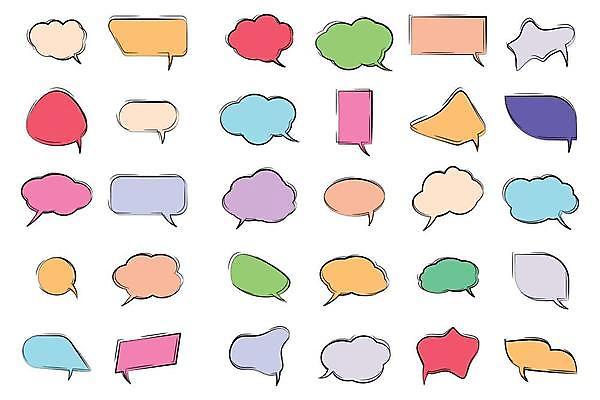 EPS 해외이미지 모양 일러스트 텍스트 통신 아이디어 말하기 컬러풀 거품 정보 토론 만화 수집 심볼 사인 코믹 채팅 해외일러스트 컬러 컨셉 모션 파일형식 벡터 이미지허브