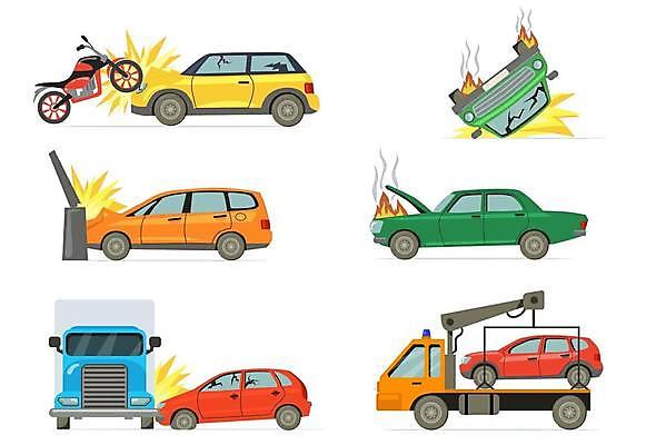 EPS 해외이미지 일러스트 승용차 불 사람없음 세트 트럭 오토바이 충돌 교통사고 화재 자동차사고 견인차 렉카 충돌사고 차사고 해외일러스트 자연요소 자동차 바이크 사건 특수차량 파일형식 벡터 이미지허브