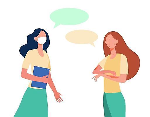 EPS 해외이미지 여자 말풍선 일러스트 말하기 대화 마스크 상반신 성인 두명 바이러스 위험 감염 가려움 증상 피부병 성인여자만 해외일러스트 컨셉 모션 사람 피부질환 여자만 성인만 파일형식 벡터 이미지허브