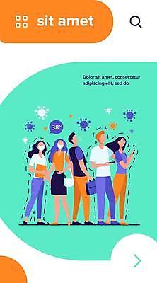 EPS 해외이미지 전신 템플릿 여자 남자 일러스트 마스크 여러명 성인 그룹 바이러스 군중 위험 감염 고열 성인만 확진 코로나바이러스 확진자 델타변이바이러스 해외일러스트 다수 컨셉 의학 사람 온도 파일형식 벡터 이미지허브