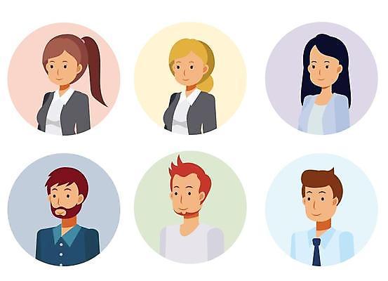 EPS 해외이미지 여자 남자 일러스트 미소 정장 여러명 상반신 성인 비즈니스맨 비즈니스우먼 비즈니스캐릭터 성인만 해외일러스트 일러캐릭터 캐릭터 옷 다수 비즈니스 표정 사람 직장인 파일형식 벡터 이미지허브