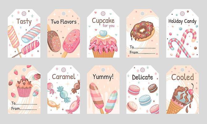 EPS 해외이미지 일러스트 디저트 사람없음 꼬리표 라벨 도넛 달콤 컵케이크 머핀 콘아이스크림 마카롱 마시멜로우 막대아이스크림 알사탕 지팡이사탕 아기자기 해외일러스트 음식 빵 컨셉 아이스크림 프레임 사탕 케이크 맛 파일형식 벡터 이미지허브