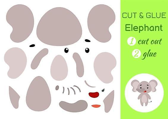 EPS 해외이미지 어린이교육 종이 조각 동물캐릭터 일러스트 놀이 코끼리 사람없음 페이퍼아트 자르기 학습지 붙이기 해외일러스트 일러캐릭터 동물 캐릭터 교육 포유류 모션 교재 파일형식 벡터 이미지허브