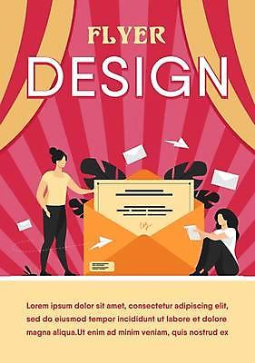 EPS 해외이미지 전신 디자인 여자 분홍색 일러스트 편지봉투 서기 앉기 성인 타이포그라피 두명 오픈 홍보물 성인여자만 해외일러스트 문자 컬러 모션 봉투 사람 편지 여자만 성인만 파일형식 벡터 이미지허브