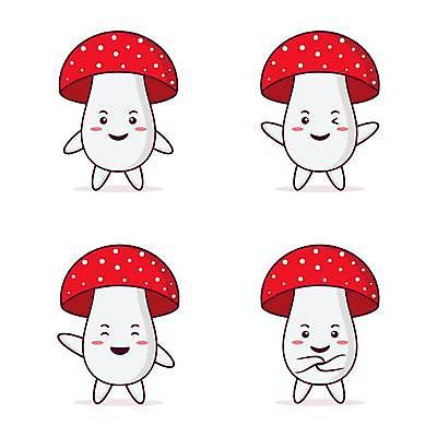 EPS 해외이미지 캐릭터 행복 감정 얼굴 음식 채소 일러스트 자연 세트 컬러풀 버섯 분노 표현 독약 만화 수집 해외일러스트 일러캐릭터 컬러 신체부위 생태계 파일형식 벡터 이미지허브