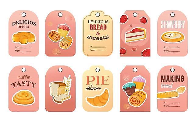 EPS 해외이미지 빵 분홍색 일러스트 사람없음 꼬리표 라벨 케이크 빵집 달콤 바게트 조각케이크 크루아상 식빵 산딸기 머핀 롤케이크 롤빵 해외일러스트 음식 컬러 과일 디저트 프레임 상점 맛 파일형식 벡터 이미지허브