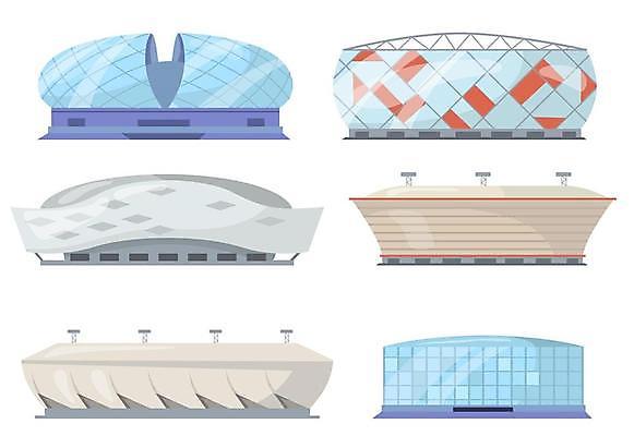 EPS 해외이미지 일러스트 종류 사람없음 건물 스타디움 경기장 다양 스타일 해외일러스트 건축물 다수 스포츠시설 파일형식 벡터 이미지허브