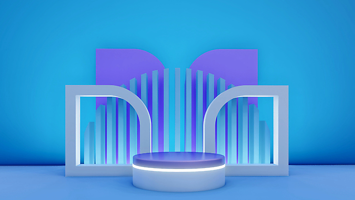 포토 JPG 해외이미지 백그라운드 사람없음 파란색 3D 공간 디지털합성 단상 입체도형 포디움 미니멀 해외포토 도형 컬러 무대 입체 파일형식 이미지허브