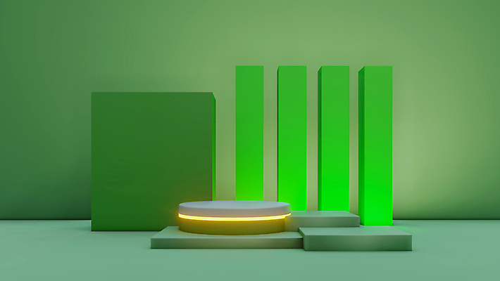 포토 JPG 해외이미지 백그라운드 사람없음 초록색 빛 3D 사각형 공간 디지털합성 단상 입체도형 포디움 미니멀 해외포토 도형 컬러 무대 입체 파일형식 이미지허브