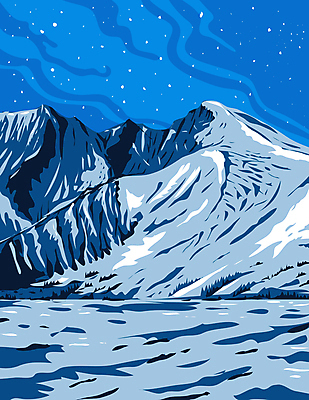 JPG 해외이미지 겨울 일러스트 자연 밤하늘 산 국립공원 사람없음 야간 그림 카툰스타일 해외일러스트 자연요소 계절 공원 하늘 생태계 파일형식 이미지허브