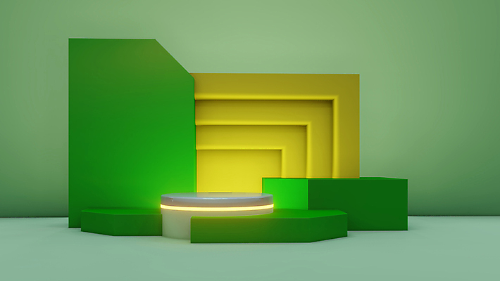 포토 JPG 해외이미지 백그라운드 사람없음 초록색 빛 3D 사각형 공간 디지털합성 단상 입체도형 포디움 미니멀 해외포토 도형 컬러 무대 입체 파일형식 이미지허브