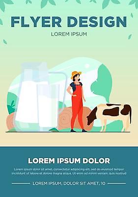 EPS 해외이미지 한마리 여자 잎 일러스트 한명 성인 타이포그라피 농장 농사 우유병 농부 젖소 우유잔 얼굴없음 성인여자한명만 해외일러스트 식물 직업 문자 1 농업 병_용기 잔 사람 우유 소 여자한명만 성인여자만 파일형식 벡터 이미지허브