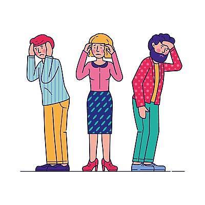 EPS 해외이미지 캐릭터 감정 컨셉 일러스트 스트레스 건강 피곤 사람 약 머리 고통 터치 슬픔 표현 잡기 업무 좌절 질병 만화 두통 문제 실수 나쁜 압력 오류 우울증 증상 트러블 편두통 해외일러스트 일러캐릭터 의학 모션 신체부위 작업 파일형식 벡터 이미지허브