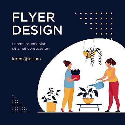 EPS 해외이미지 디자인 여자 화분 일러스트 들기 성인 타이포그라피 두명 검은색 물뿌리개 물주기 홍보물 원예 성인여자만 해외일러스트 문자 컬러 모션 사람 취미 여자만 성인만 파일형식 벡터 이미지허브