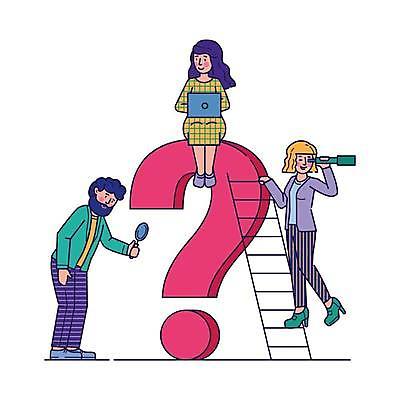 EPS 해외이미지 전신 여자 남자 일러스트 사다리 돋보기 협력 들기 앉기 성인 세명 노트북 망원경 물음표 관찰 비즈니스맨 비즈니스우먼 분석 동료 호기심 의문 찾기 성인만 해외일러스트 기호 감정 컨셉 비즈니스 관계 모션 사람 전자제품 도구 직장인 파일형식 벡터 이미지허브