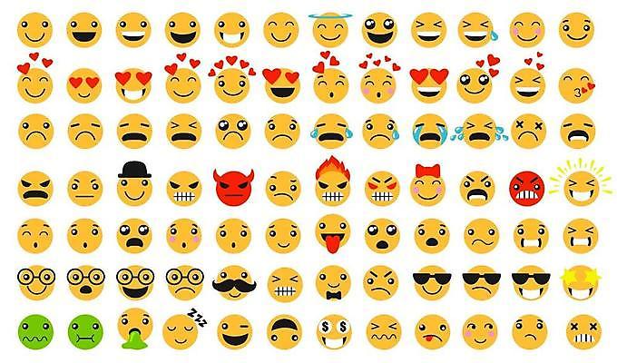 EPS 해외이미지 행복 감정 일러스트 천사 키스 표정 사랑 윙크 사람없음 선글라스 노란색 놀람 다양 분노 짜증 하트 표현 잠 울음 악마 수줍음 콧수염 눈물 메롱 구토 싫은 안경낌 반하는 이모지 해외일러스트 모양 안경 컬러 다수 컨셉 모션 수염 애정표현 증상 파일형식 벡터 이미지허브