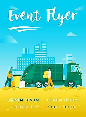 EPS 해외이미지 전신 남자 하늘색 일러스트 서기 들기 성인 타이포그라피 두명 노란색 재활용 쓰레기통 쓰레기 친환경 분리수거 쓰레기봉투 쓰레기차 성인남자만 해외일러스트 문자 컬러 모션 자동차 봉투 사람 파란색 환경 남자만 성인만 파일형식 벡터 이미지허브