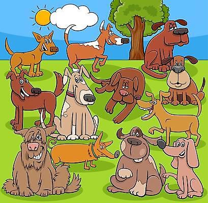 EPS 해외이미지 나무 일러스트 앉기 사람없음 세트 태양 걷기 귀여움 강아지 만화 심플 해외일러스트 자연요소 식물 컨셉 모션 반려동물 개 파일형식 벡터 이미지허브