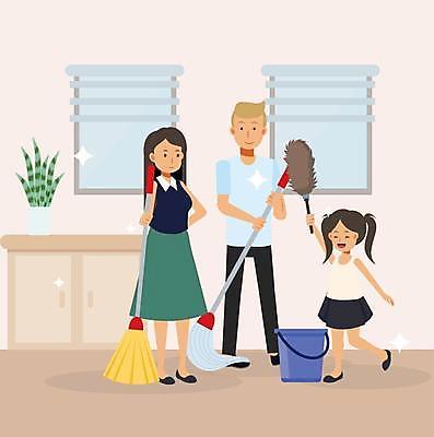 EPS 해외이미지 캐릭터 여자 남자 딸 행복 어린이 백그라운드 컨셉 가사 일러스트 가족 엄마 주택 함께함 미소 성인 그래픽 방 업무 아빠 플랫 만화 주부 위생관리 헬프 해외일러스트 일러캐릭터 감정 관계 표정 관리 사람 건물 작업 도움 파일형식 벡터 이미지허브