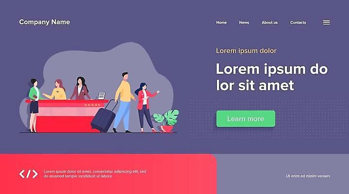 EPS 해외이미지 템플릿 디자인 배너 선 여행 백그라운드 컨셉 일러스트 비즈니스 호텔 대화 서기 사람 그래픽 웹 대기 기다림 플랫 역 공항 만화 고객 서비스 장면 페이지 안내원 환영 고립 엘리먼트 접수 착륙 헬프 호스텔 해외일러스트 직업 인터넷 교통시설 모션 숙소 말하기 도움 파일형식 벡터 이미지허브