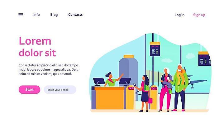 EPS 해외이미지 캐릭터 선 여행 일러스트 가족 교통시설 휴가 서기 사람 여행객 짐 대기 기다림 티켓 플랫 공항 군중 만화 계산대 도착 직원 항공 확인 서비스 보안 여권 승객 일반 대패 수하물 제어 체크인 터미널 해외일러스트 일러캐릭터 교통 관계 모션 안전 시설 파일형식 벡터 이미지허브