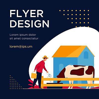 EPS 해외이미지 전신 디자인 남자 일러스트 한명 성인 타이포그라피 검은색 목장 축산업 농부 먹이 젖소 홍보물 낙농업 성인남자한명만 해외일러스트 직업 문자 1 산업 컬러 사람 소 남자한명만 성인남자만 파일형식 벡터 이미지허브