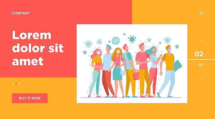 EPS 해외이미지 전신 템플릿 여자 남자 일러스트 마스크 여러명 성인 그룹 바이러스 군중 위험 감염 고열 성인만 확진 코로나바이러스 확진자 델타변이바이러스 해외일러스트 다수 컨셉 의학 사람 온도 파일형식 벡터 이미지허브