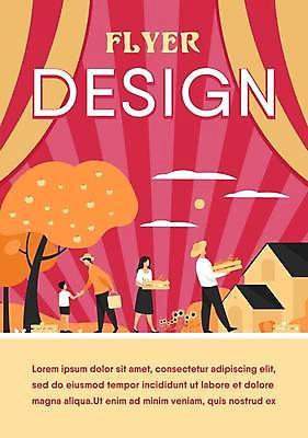 EPS 해외이미지 나무 디자인 여자 남자 어린이 일러스트 주택 서기 들기 소년 여러명 타이포그라피 빨간색 노란색 바구니 농부 홍보물 해외일러스트 식물 직업 문자 컬러 다수 모션 사람 건물 파일형식 벡터 이미지허브