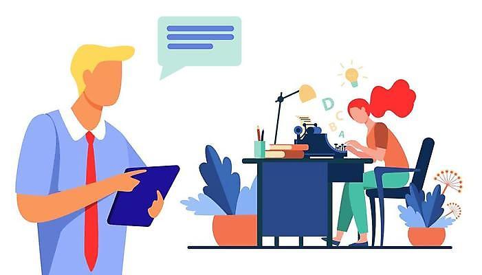 EPS 해외이미지 전신 여자 남자 화분 말풍선 의자 일러스트 전구 들기 앉기 상반신 성인 두명 책 태블릿 스탠드 타이핑 업무 비즈니스맨 비즈니스우먼 작가 책상 타자기 성인만 해외일러스트 직업 가구 비즈니스 모션 조명 사람 전자제품 스마트기기 골동품 작업 직장인 파일형식 벡터 이미지허브