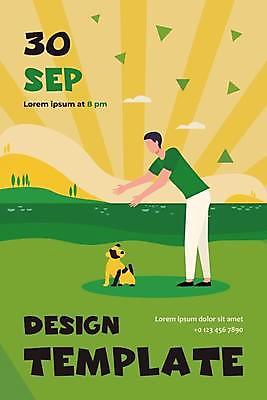 EPS 해외이미지 전신 한마리 남자 포스터 반려견 일러스트 함께함 한명 서기 성인 반려동물 산책 강아지 즐거움 손뻗기 성인남자한명만 해외일러스트 동물 1 감정 컨셉 모션 휴식 사람 개 남자한명만 성인남자만 파일형식 벡터 이미지허브