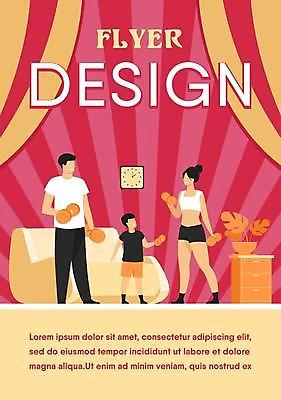 EPS 해외이미지 디자인 여자 남자 어린이 일러스트 가족 서기 들기 소년 성인 타이포그라피 빨간색 세명 운동복 소파 운동 아령 홍보물 홈트레이닝 해외일러스트 문자 옷 컬러 의자 관계 모션 건강 사람 파일형식 벡터 이미지허브