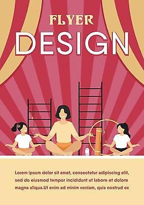 EPS 해외이미지 디자인 여자 어린이 일러스트 요가 사다리 앉기 성인 타이포그라피 빨간색 세명 운동복 명상 홍보물 훌라후프 폼롤러 여자만 해외일러스트 문자 웰빙 옷 컬러 모션 사람 도구 파일형식 벡터 이미지허브