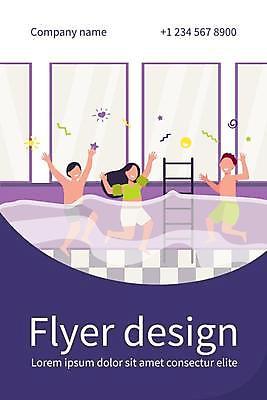 EPS 해외이미지 디자인 여자 남자 수영복 어린이 일러스트 사다리 수영장 소년 타이포그라피 세명 보라색 즐거움 홍보물 꽃가루 어린이만 해외일러스트 문자 옷 감정 컬러 사람 도구 가루 파일형식 벡터 이미지허브