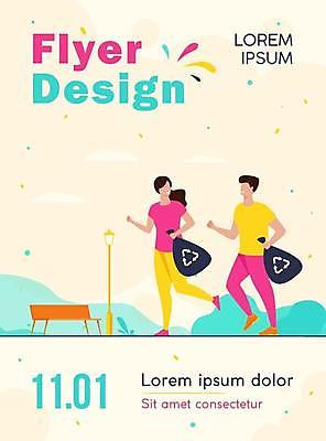 EPS 해외이미지 디자인 공원 여자 남자 가로등 벤치 일러스트 들기 성인 타이포그라피 두명 달리기 노란색 홍보물 쓰레기봉투 성인만 플로깅 해외일러스트 문자 공공시설 컬러 의자 모션 봉투 사람 파일형식 벡터 이미지허브