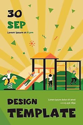 EPS 해외이미지 전신 여자 남자 어린이 일러스트 매달리기 서기 앉기 소년 여러명 초록색 노란색 미끄럼틀 흔들목마 어린이만 해외일러스트 컬러 다수 모션 사람 목마 놀이기구 파일형식 벡터 이미지허브