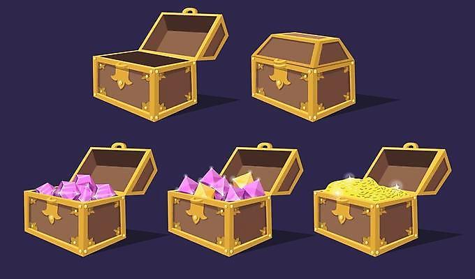 EPS 해외이미지 일러스트 사람없음 그래픽 동전 게임 크리스탈 보석 오브젝트 소재 보물상자 엘리먼트 해외일러스트 돈 놀이 광석 파일형식 벡터 이미지허브