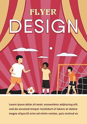 EPS 해외이미지 디자인 남자 어린이 일러스트 축구공 서기 소년 타이포그라피 빨간색 세명 손들기 축구 홍보물 축구골대 소년만 해외일러스트 문자 컬러 공 축구용품 모션 사람 구기 골대 남자만 어린이만 파일형식 벡터 이미지허브