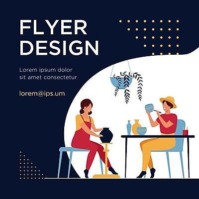 EPS 해외이미지 전신 디자인 여자 일러스트 탁자 앉기 성인 타이포그라피 두명 검은색 도자기 도자기공예 홍보물 만들기 도예가 도예품 도자기물레 성인여자만 도자기공방 해외일러스트 직업 문자 컬러 가구 모션 사람 공예 물레 여자만 성인만 파일형식 벡터 이미지허브